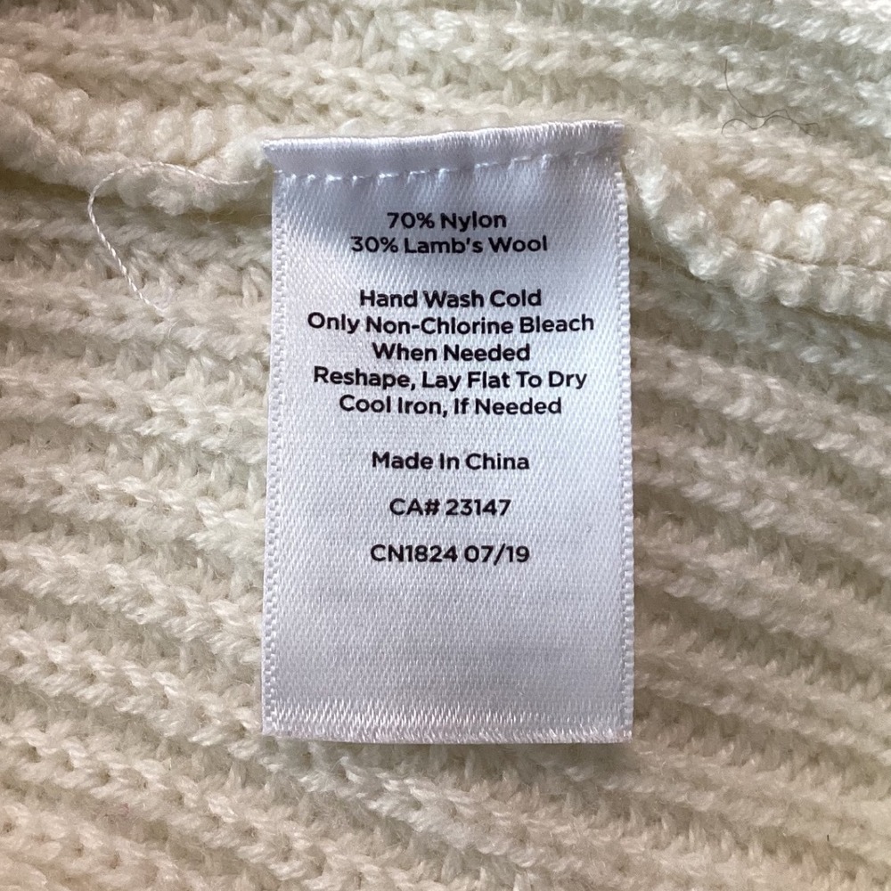 Talbots Ivory Cable Knit Sweater Small Wool Blend Ribbed Pullover Classic Fit - Picture 6 of 6